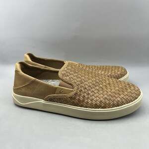 OluKai Lae'ahi Lauhala Slip On Shoes Men Size 12 Brown Woven Leather Sneakers